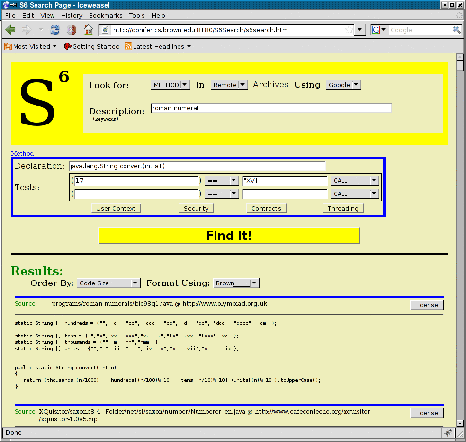 front end with results